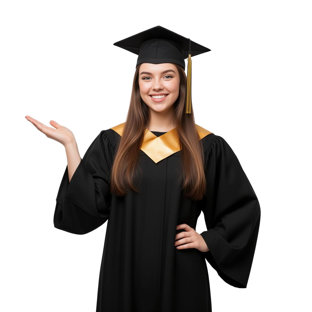 Smiling graduate in cap and gown — Learnovate study abroad consultancy